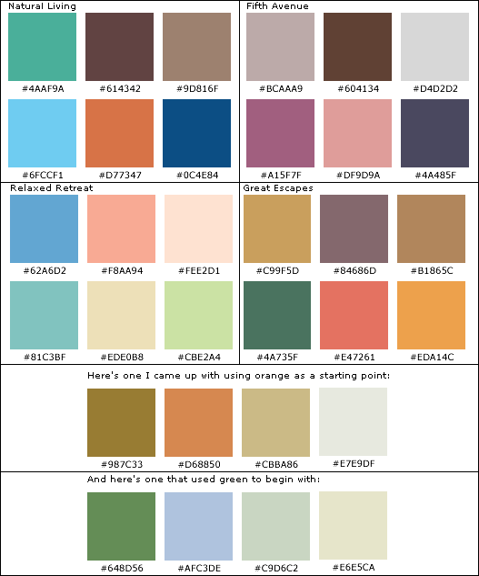 paletas de cores