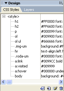 Screenshot do painel styles com todas as classes e  elementos que foram estilizados