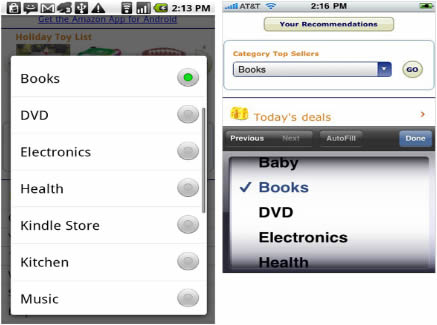 Renderização de select no android e no iPhone