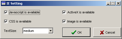 IE options dialog box