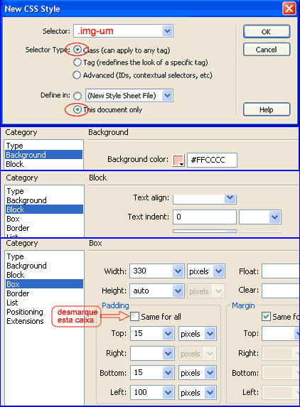 Screenshot do painel de estilos para o elemento imagem