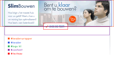 SlimBouwen website, analise das divs