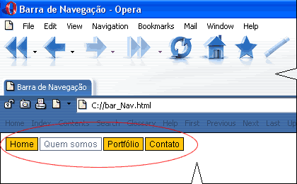Renderização da barra estilizada mostrando o estado over