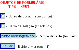 As tags input do formulário, com estilização
