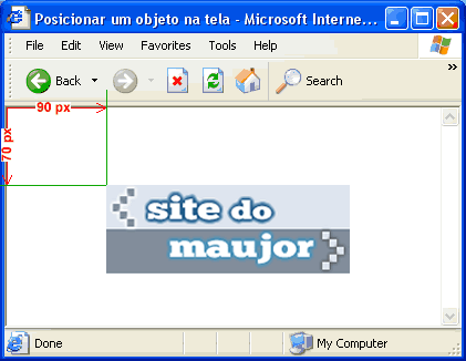 Mostra um logo no meio e as distâncias conforme o código acima