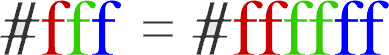 mostra #fff=#ffffff em cores